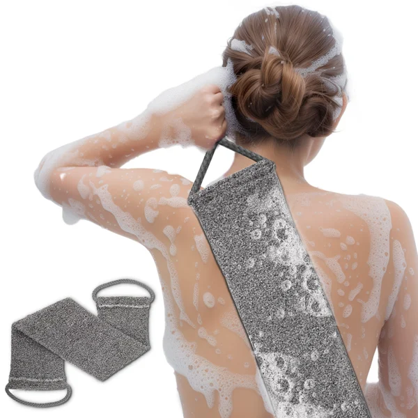 Premium Bamboo Fiber Exfoliating Body Scrubber Towel – Deep Clean & Gentle Exfoliation for Smooth Skin-Grey