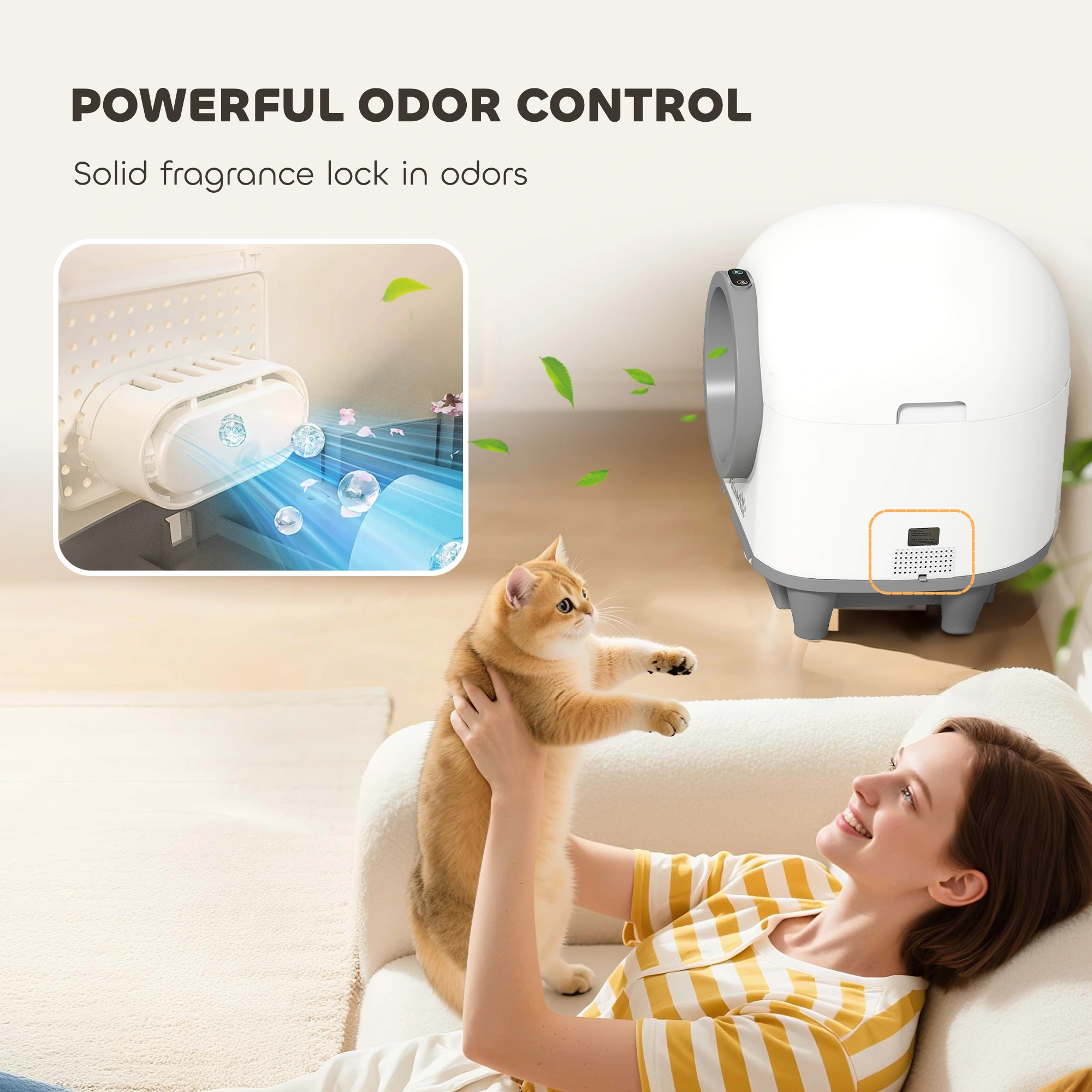 Cat Litter Box Enclosed, Hooded Kitty Litter Pan with High Walls, Scratch Resistant Pet Waste Toilet view 2