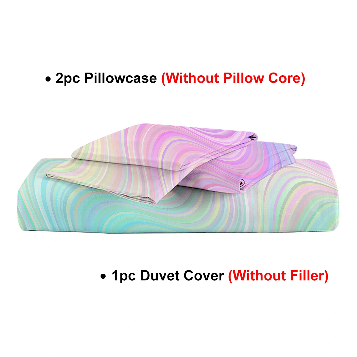 Rainbow Glitter Ombre Duvet Cover Set 3 Pcs Unicorn Sparkle Bedspread with 2 Pillow Shams Pink Purple Blue Green Pastel Bedding Double view 4