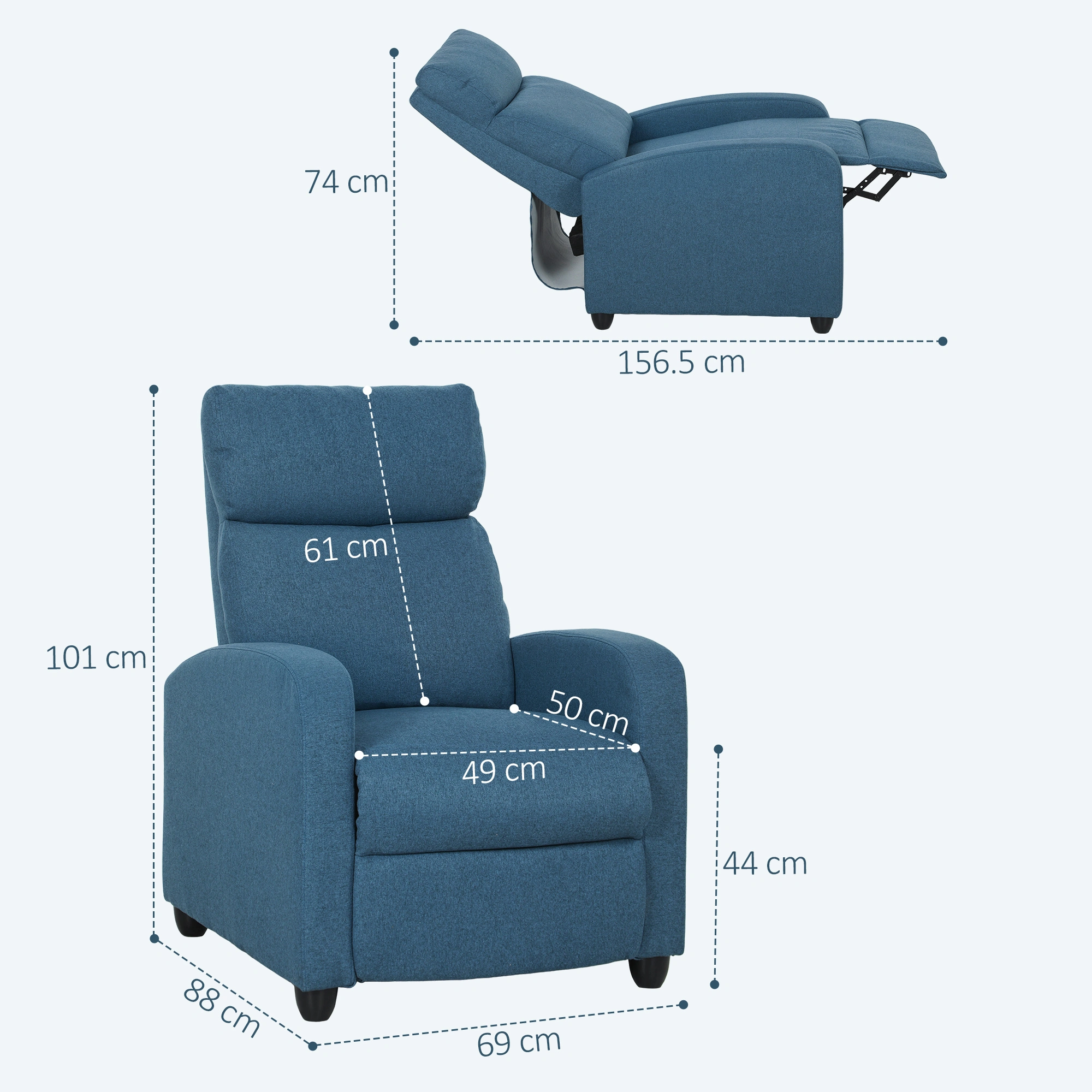 Sofa Chair 1-Seater Accent Chair, Mid-Century Modern Lu view 2