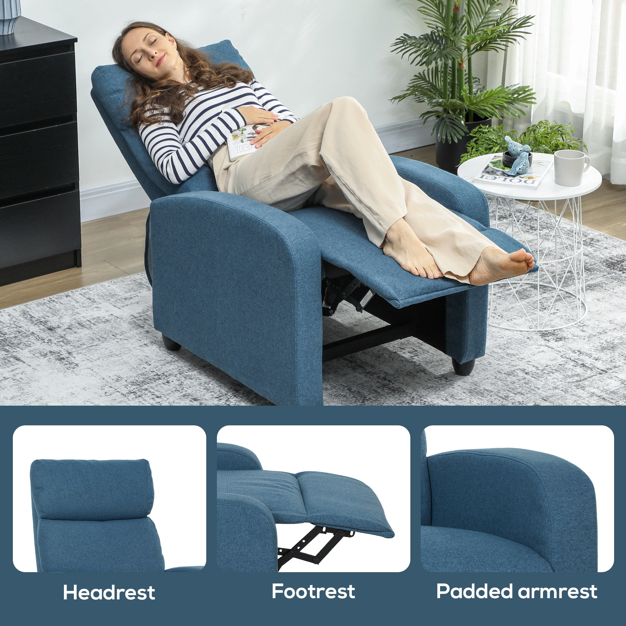 Sofa Chair 1-Seater Accent Chair, Mid-Century Modern Lu view 3