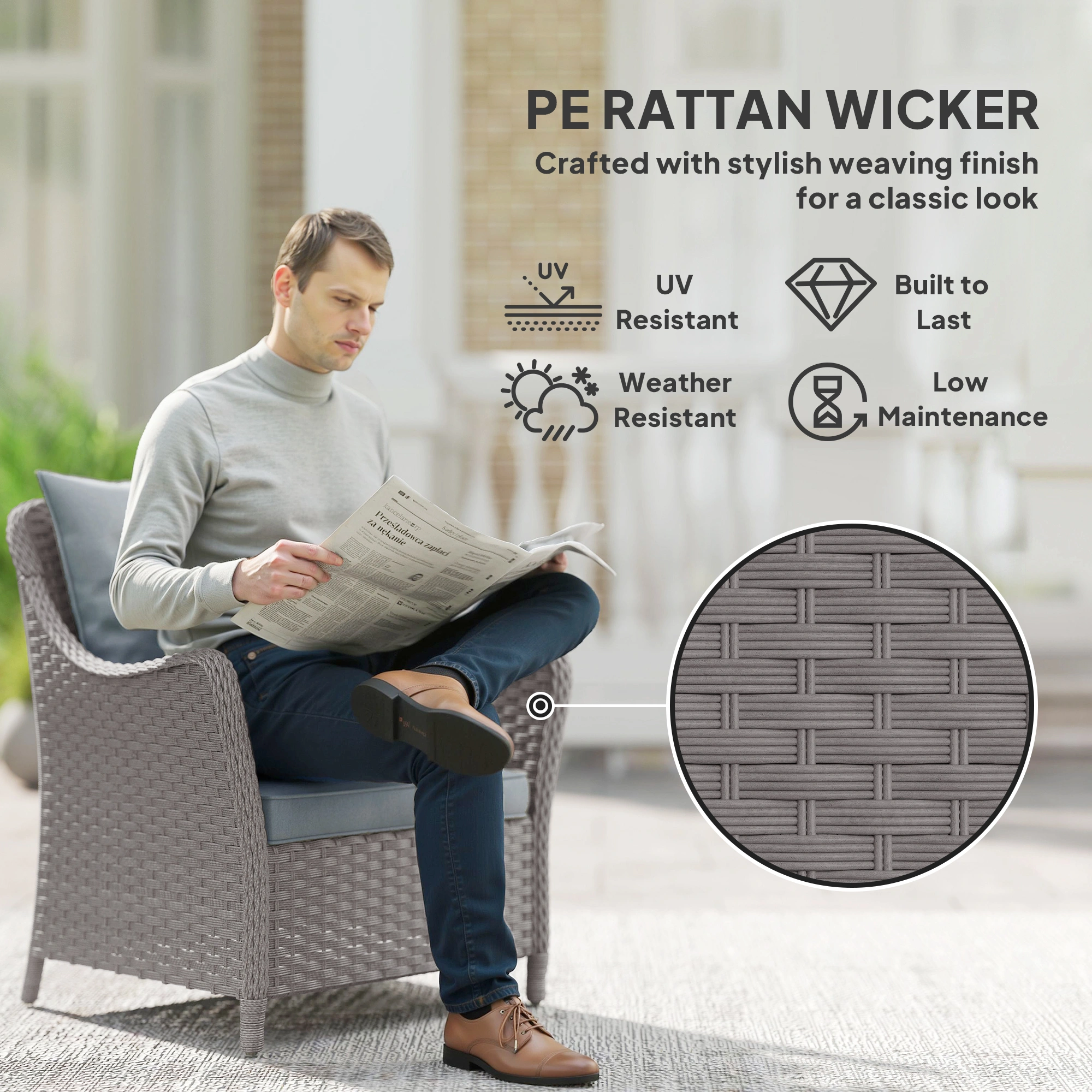 Garden Chair - Lightweight Outdoor Patio Seating, Weather Resistant Lawn Armchair, Comfortable Backrest for Terrace view 5