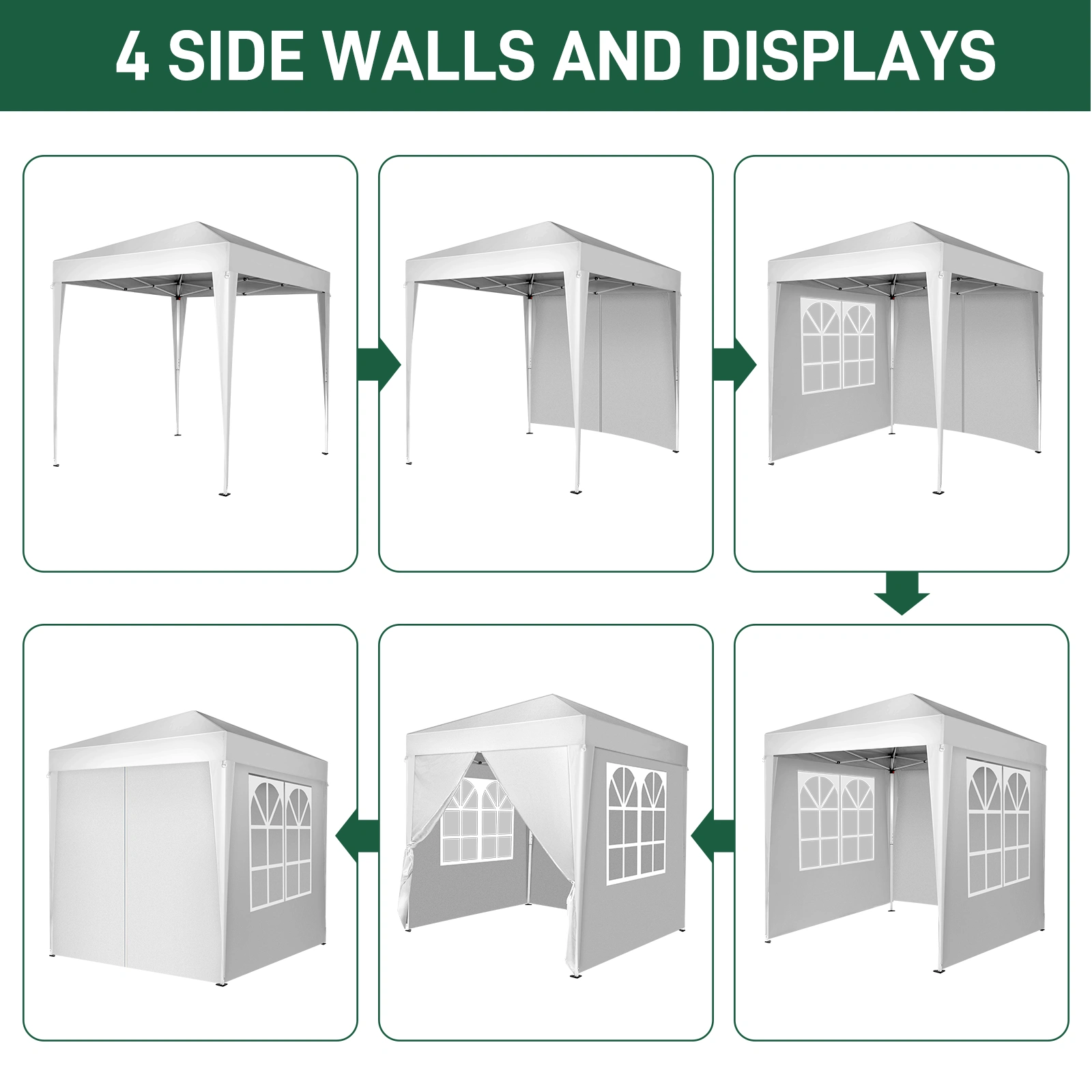 6.5x6.5ft Pop Up Canopy Tent, Outdoor Tent Canopy Foldable Portable Canopies for Camping, Patio, Easy Up Gazebo Canopy with Carry Bag, White view 18