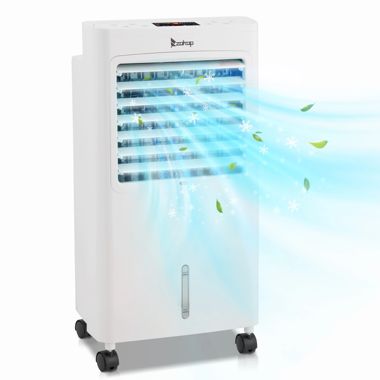 4-in-1 Portable Air Cooler & Fan, 324CFM Mobile Evaporative Cooler w/Remote, Humidifier Ionizer, 8L Tank, 12H Timer, 4 Ice Packs, 75W, Variable Speed view 2