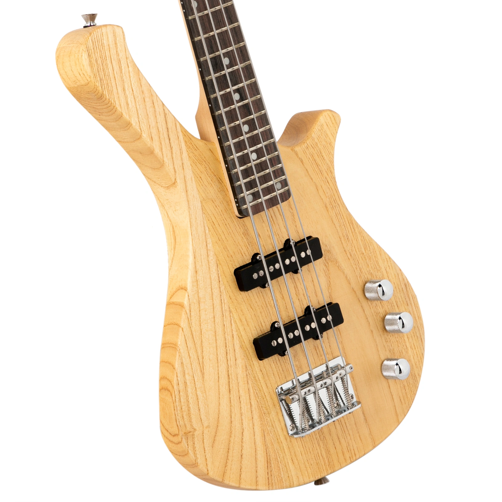 GW101 36in Small Scale Electric Bass Guitar Suit With Mahogany Body SS Pickups, Guitar Bag, Strap, Cable Burlywood view 10