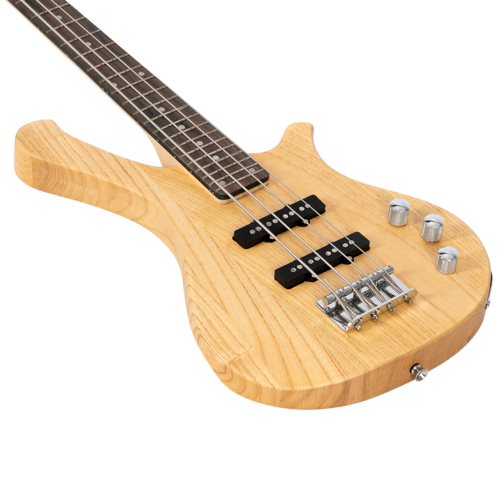 GW101 36in Small Scale Electric Bass Guitar Suit With Mahogany Body SS Pickups, Guitar Bag, Strap, Cable Burlywood view 11