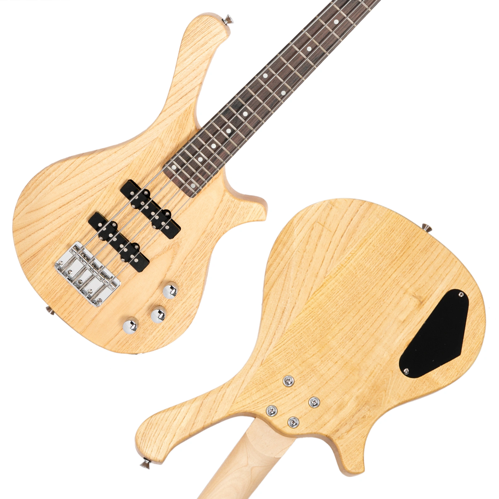 GW101 36in Small Scale Electric Bass Guitar Suit With Mahogany Body SS Pickups, Guitar Bag, Strap, Cable Burlywood view 18