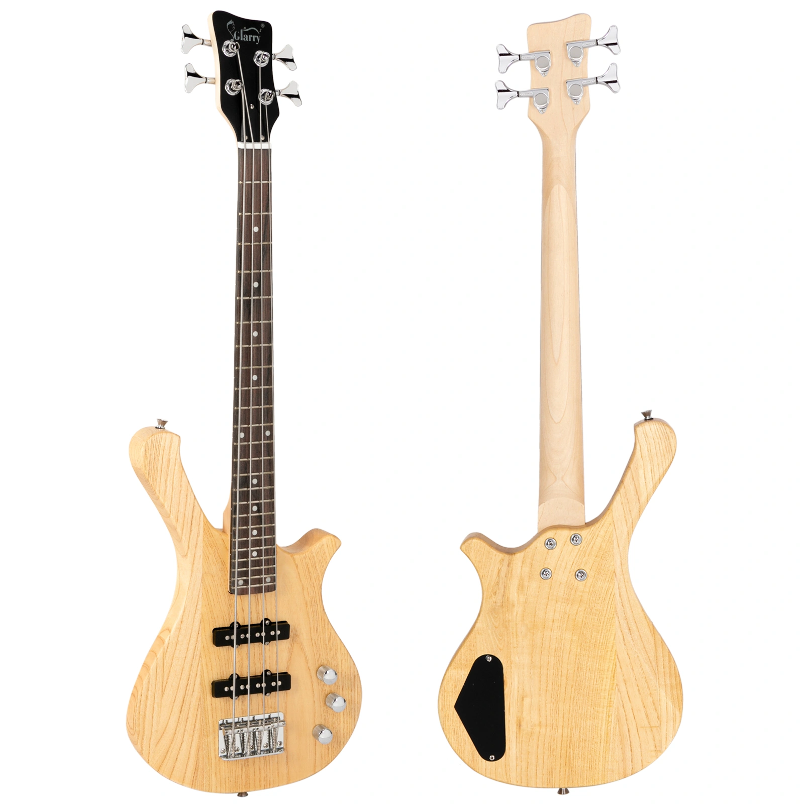 GW101 36in Small Scale Electric Bass Guitar Suit With Mahogany Body SS Pickups, Guitar Bag, Strap, Cable Burlywood view 19