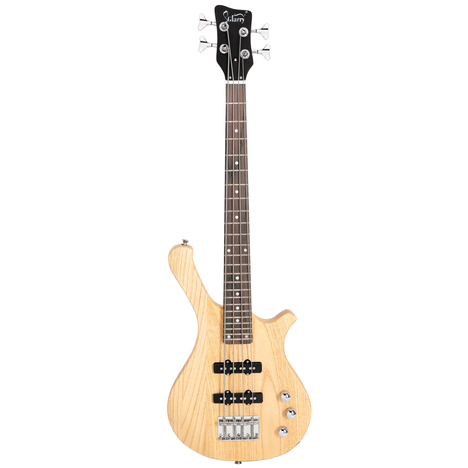 GW101 36in Small Scale Electric Bass Guitar Suit With Mahogany Body SS Pickups, Guitar Bag, Strap, Cable Burlywood view 8