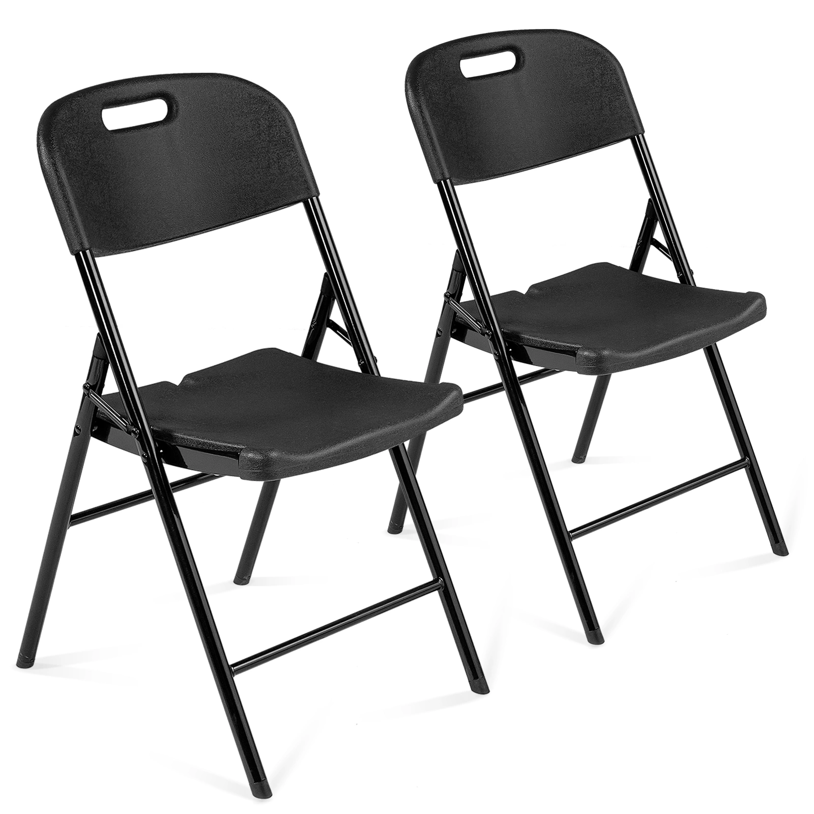 4 Pack Plastic Folding Chair with 440-Pound Capacity, Commercial Grade Folding Chair, Portable Chairs for Events Office Wedding Party Picnic Dining, Black view 12