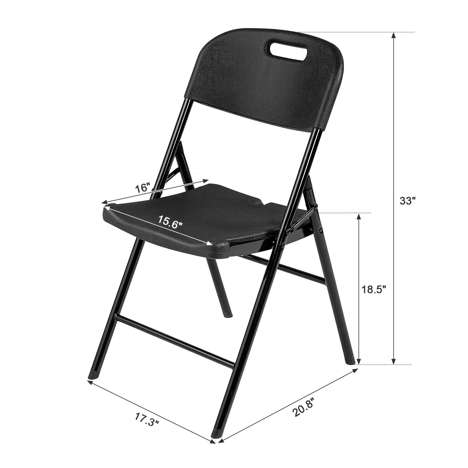 4 Pack Plastic Folding Chair with 440-Pound Capacity, Commercial Grade Folding Chair, Portable Chairs for Events Office Wedding Party Picnic Dining, Black view 14