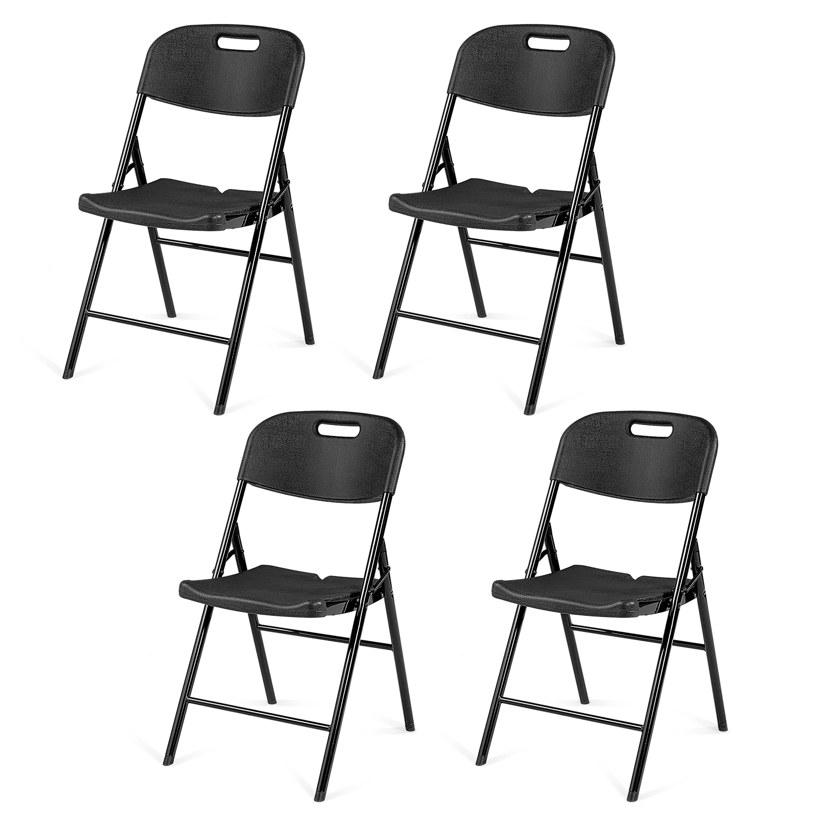 4 Pack Plastic Folding Chair with 440-Pound Capacity, Commercial Grade Folding Chair, Portable Chairs for Events Office Wedding Party Picnic Dining, Black view 15