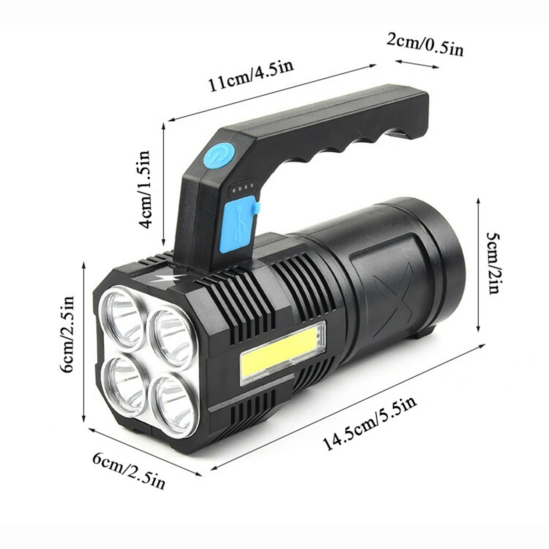 USB Rechargeable LED Flashlight Handheld Spotlight Searchlight Outdoor Work Light Rechargeable Torch view 2