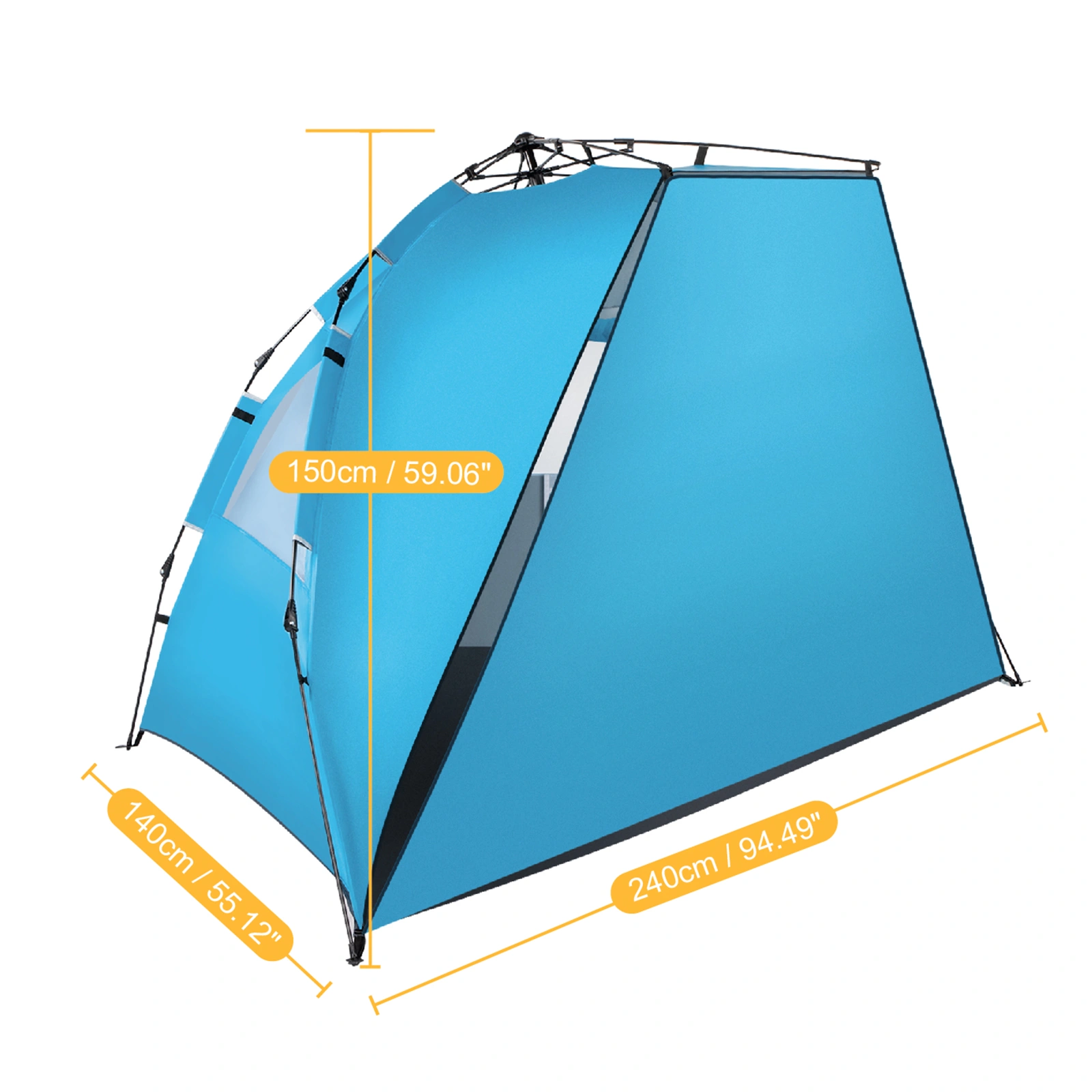 Fiberglass Pole Oxford Cloth Quick-Open Free Ride Beach Tent Blue view 21