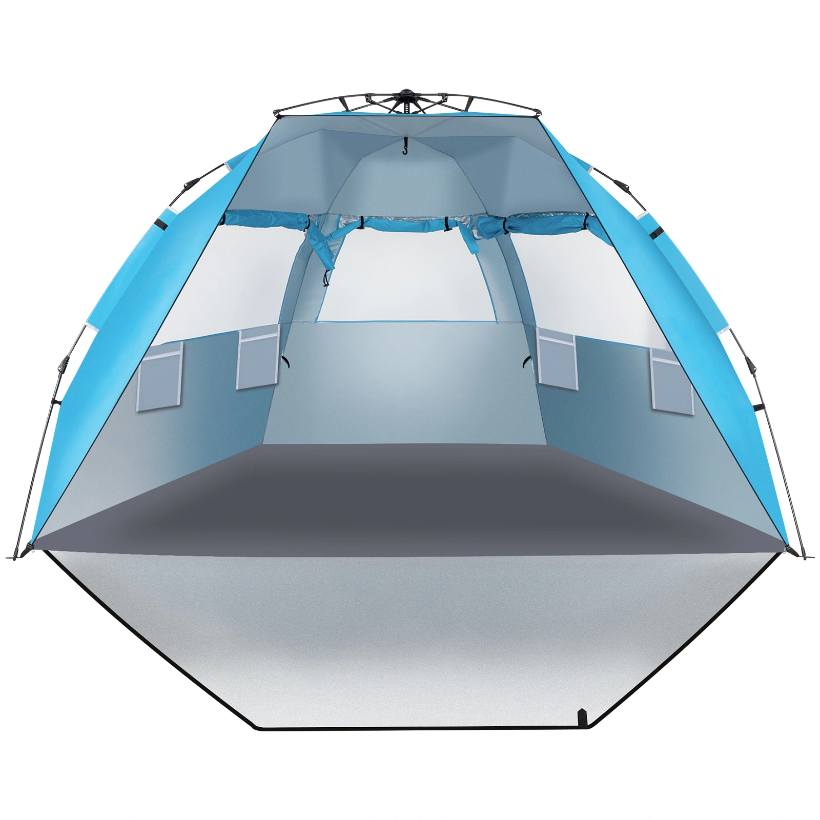 Fiberglass Pole Oxford Cloth Quick-Open Free Ride Beach Tent Blue view 5