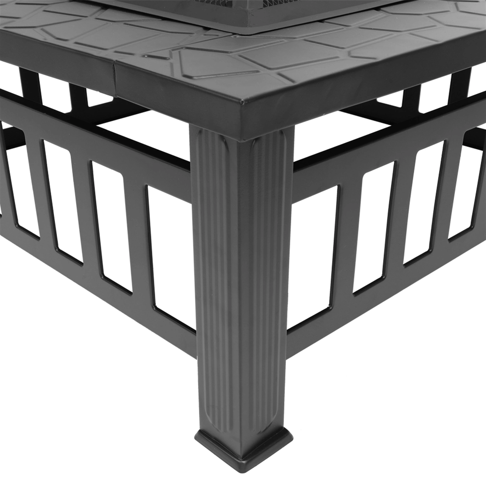 Portable Courtyard Metal Fire Pit with Accessories Black view 16