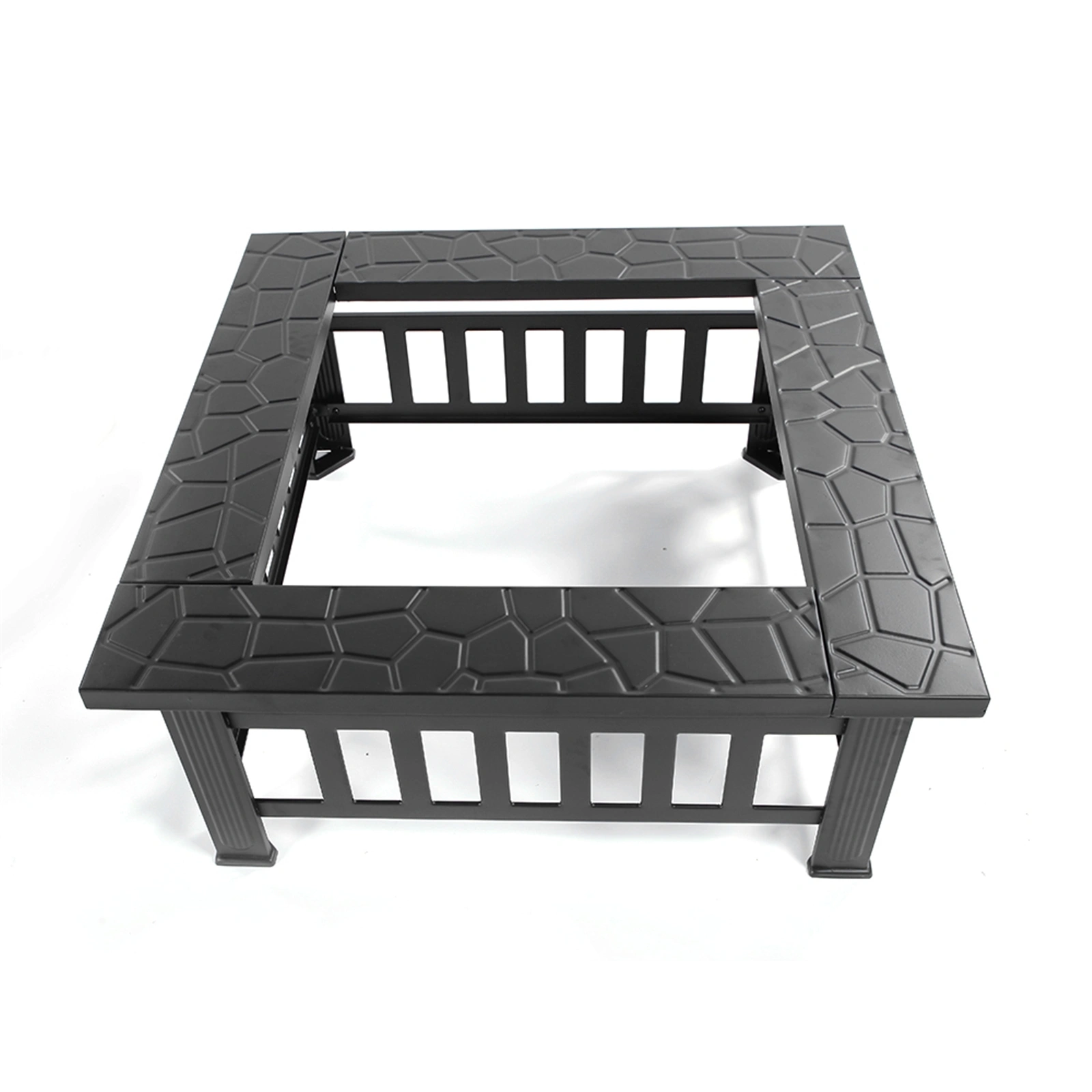 Portable Courtyard Metal Fire Pit with Accessories Black view 22