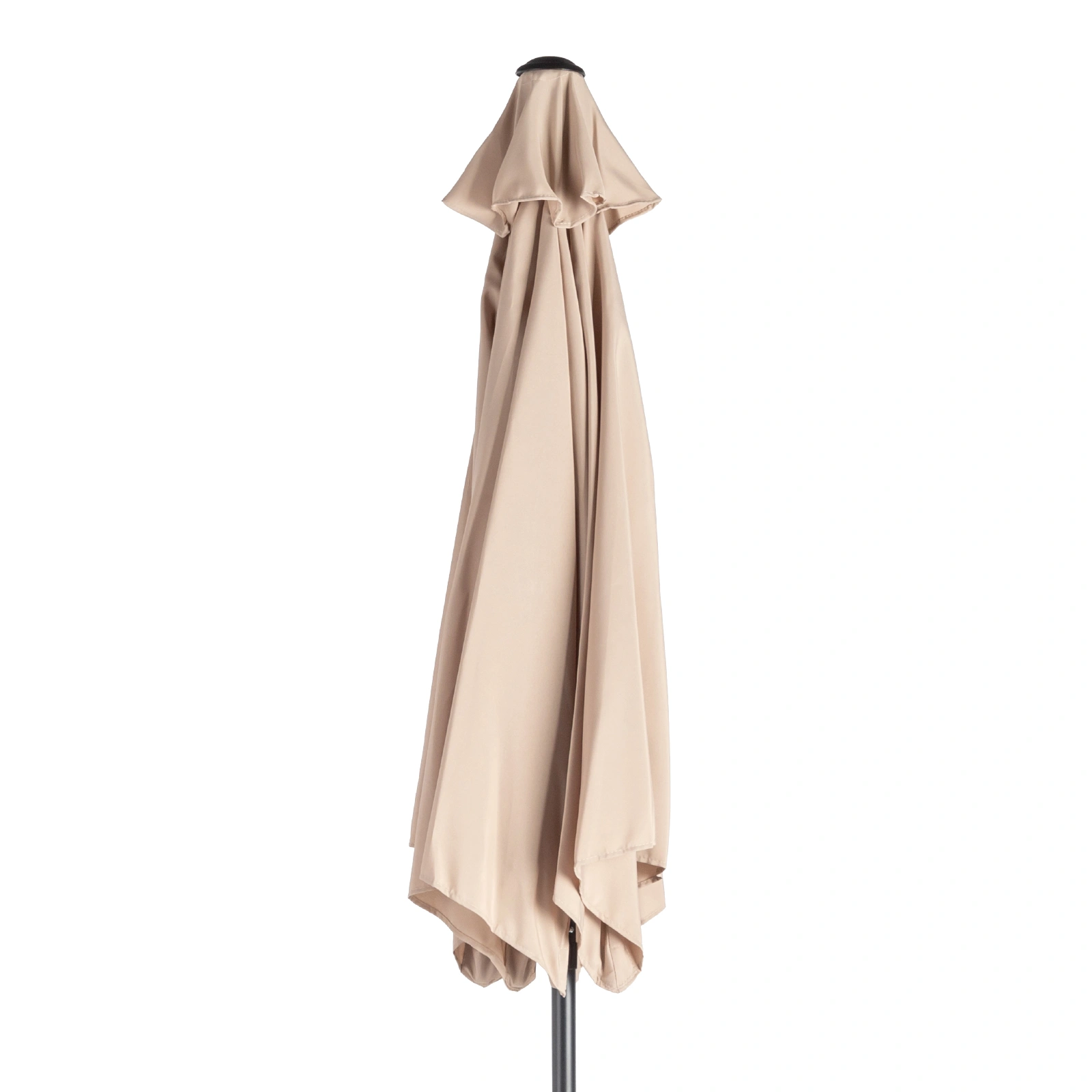 9ft Patio Umbrella, Outdoor Market Umbrella with Push Button Tilt, Crank Handle, 6 Sturdy Iron Ribs, UPF 50+ Waterproof Solution-Dyed Polyester Canopy, for Garden, Deck, Backyard, Poolside, Beige view 8