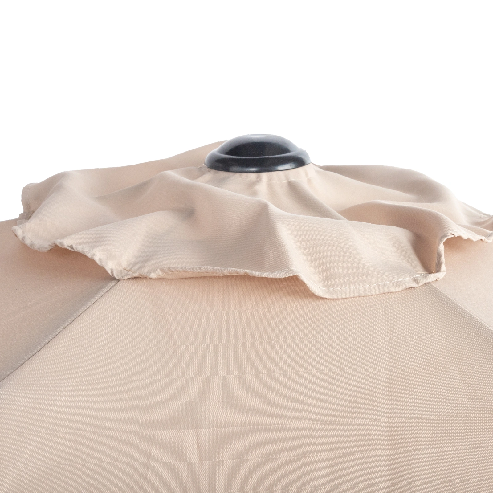 9ft Patio Umbrella, Outdoor Market Umbrella with Push Button Tilt, Crank Handle, 6 Sturdy Iron Ribs, UPF 50+ Waterproof Solution-Dyed Polyester Canopy, for Garden, Deck, Backyard, Poolside, Beige view 9