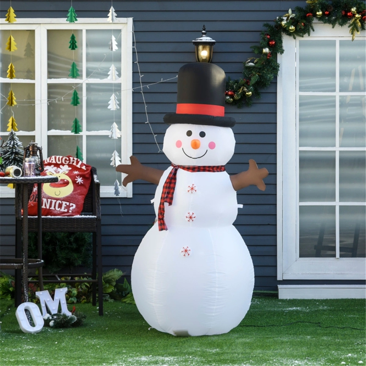 4FT Large Christmas Snowman Outdoor Decor Inflatable Snowman with LED Lights