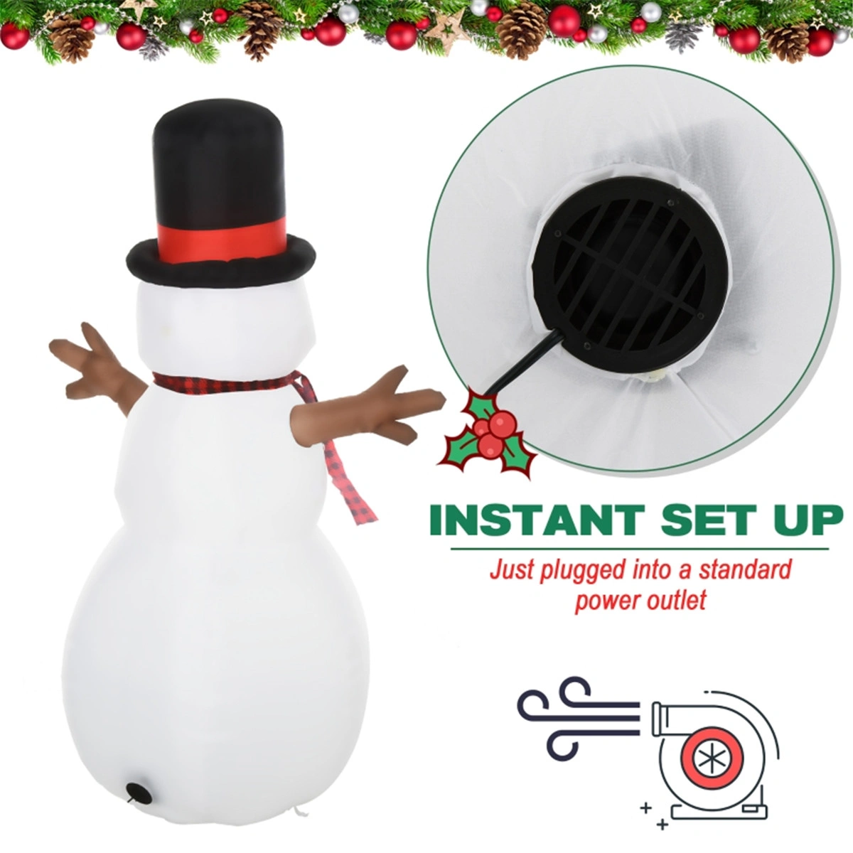 4FT Large Christmas Snowman Outdoor Decor Inflatable Snowman with LED Lights view 2