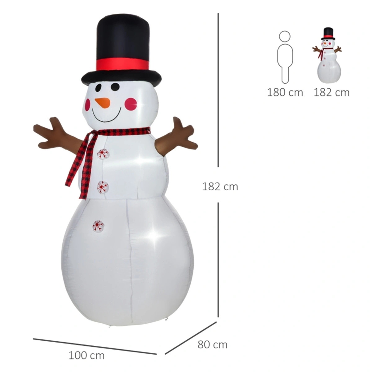 4FT Large Christmas Snowman Outdoor Decor Inflatable Snowman with LED Lights view 3