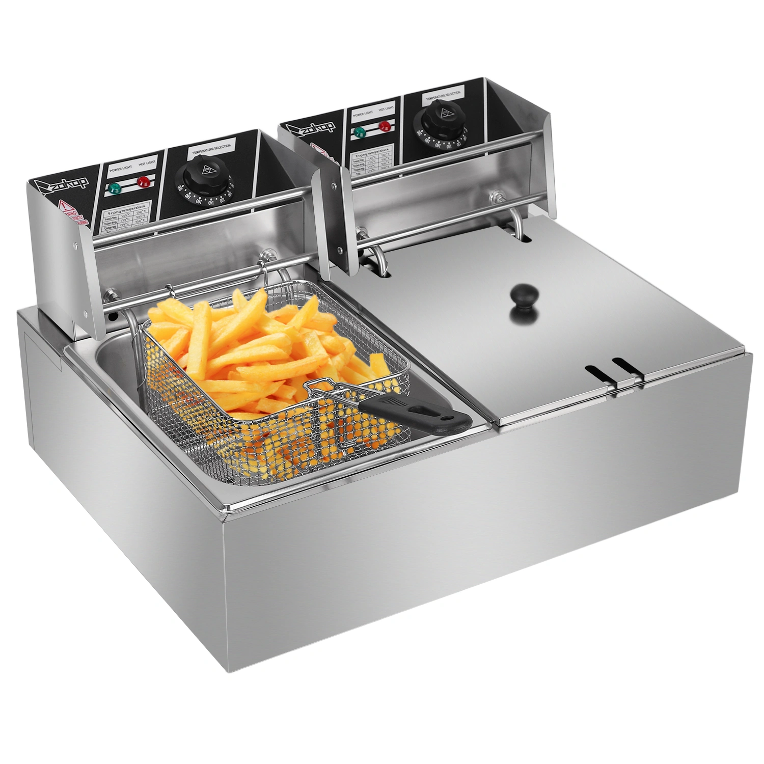EH82 Electric Deep Fryer 2500W 12.7QT/12L Stainless Steel Double Cylinder 220-240V UK Plug Commercial Kitchen Appliance