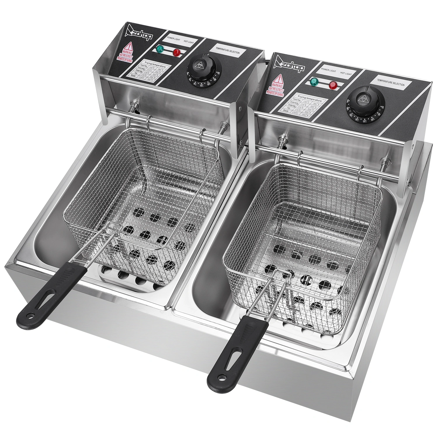 EH82 Electric Deep Fryer 2500W 12.7QT/12L Stainless Steel Double Cylinder 220-240V UK Plug Commercial Kitchen Appliance view 2