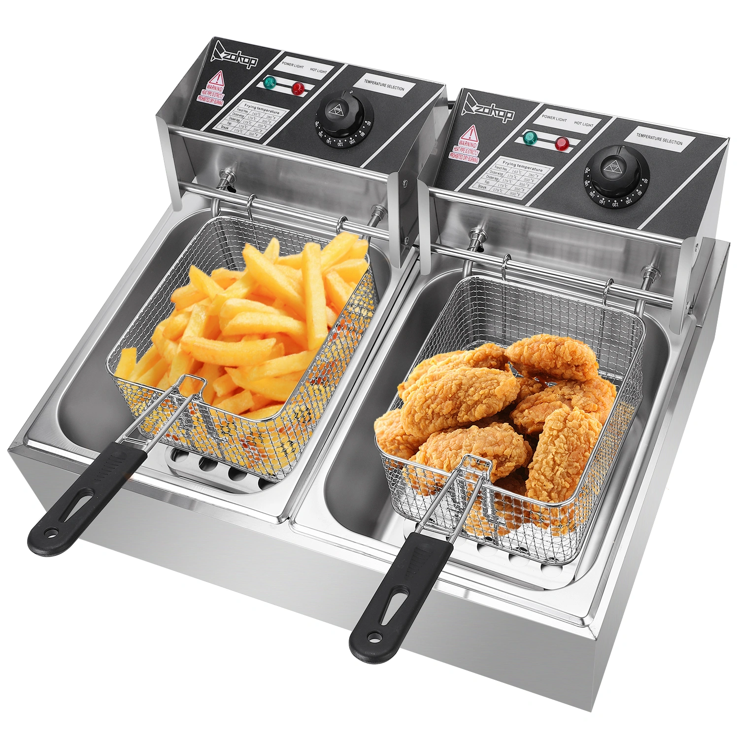 EH82 Electric Deep Fryer 2500W 12.7QT/12L Stainless Steel Double Cylinder 220-240V UK Plug Commercial Kitchen Appliance view 3