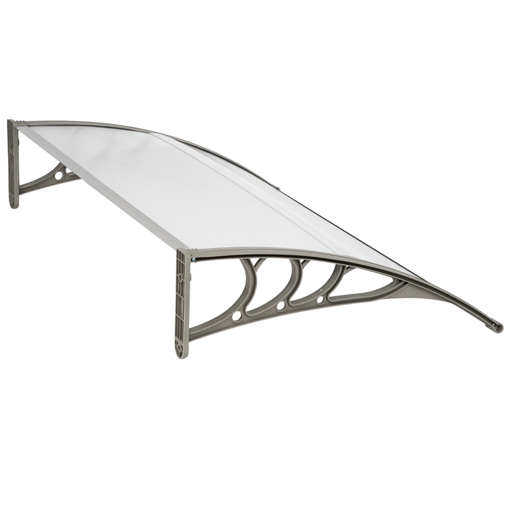 HT-120x80 Door Window Rain Eaves Canopy, Household Roof Cover Protector, White with Gray Bracket view 2