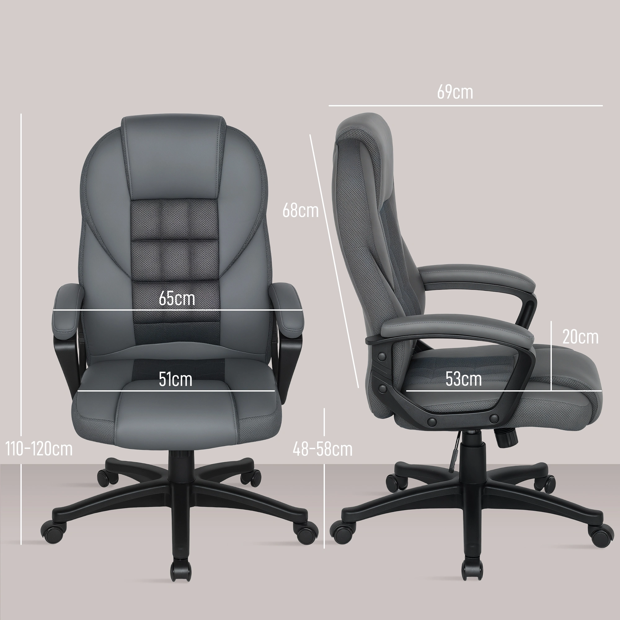 Ergonomic Massage Office Chair with Lumbar Support, Adjustable Height Swivel Chair for Home view 2