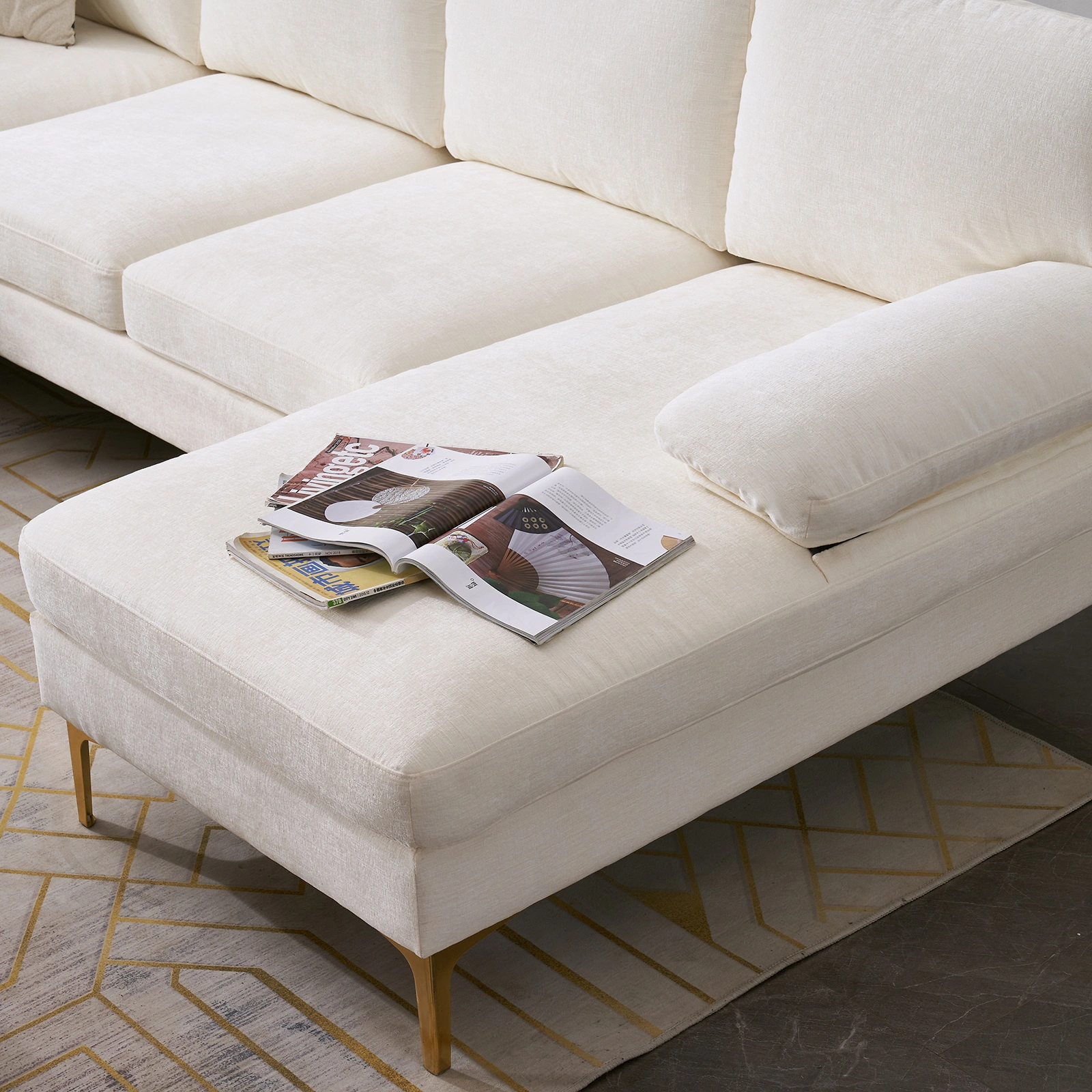 U-Shaped 4-Seat Indoor Modular Sofa Creamy-White view 23