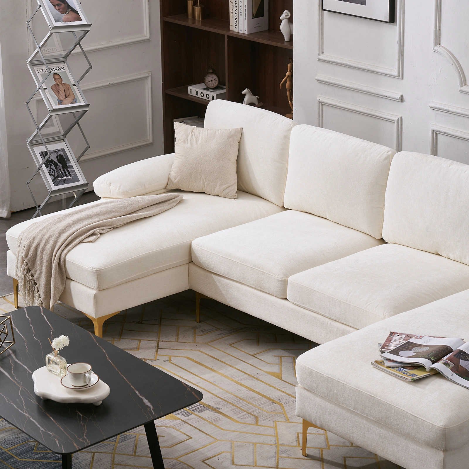 U-Shaped 4-Seat Indoor Modular Sofa Creamy-White view 26
