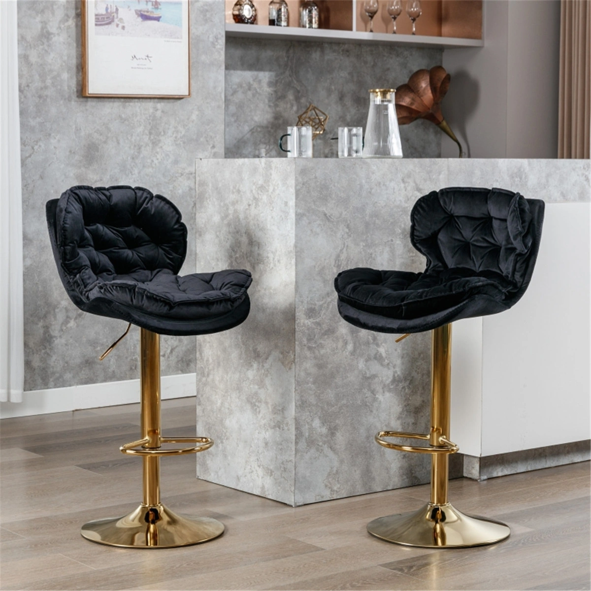 Industrial Bar Stool 24 Inch, Metal Dining Chair with Footrest, Stackable Office Chair for Kitchen, Pub, Cafe
