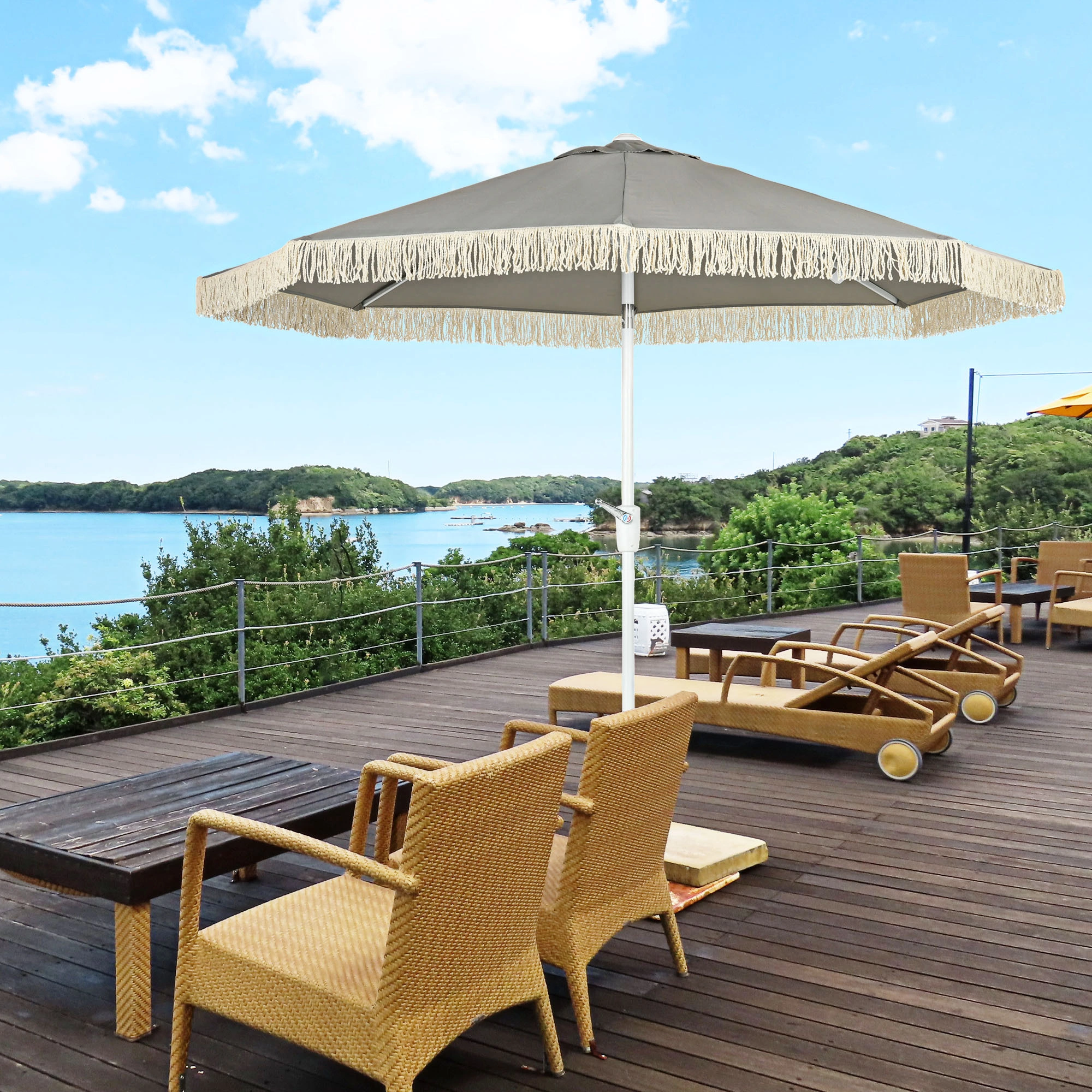 Outdoor Beach Umbrella - Large Sun Shade Canopy for Patio, Garden & Poolside Use