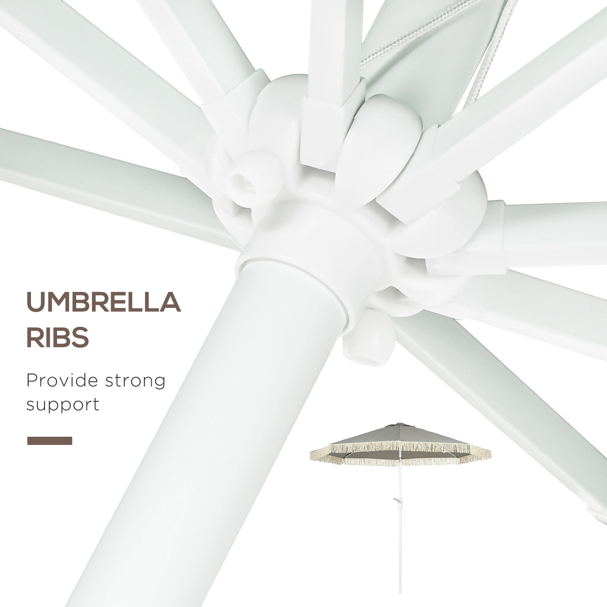 Outdoor Beach Umbrella - Large Sun Shade Canopy for Patio, Garden & Poolside Use view 3