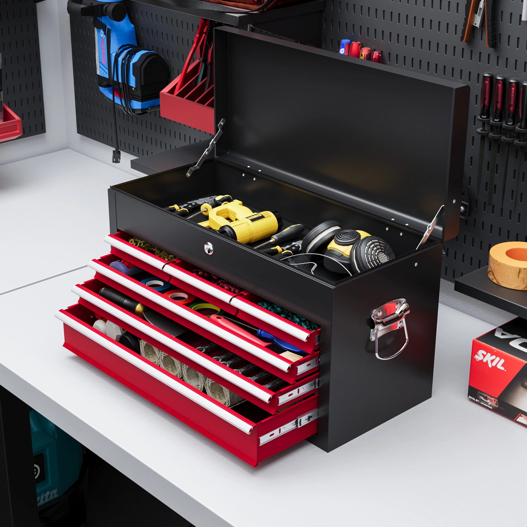 Industrial Tool Box - Large Capacity Portable Toolbox with Lid, Organized Storage for Hand Tools and Workshop Essentials