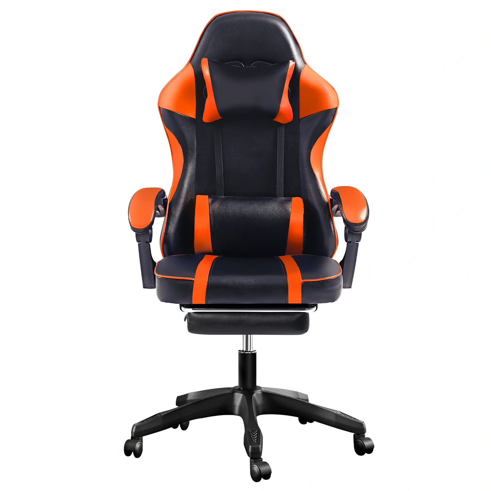 Ergonomic Gaming Chair with Footrest - High Back Recliner Computer Desk Chair for Heavy Adults, Adjustable Lumbar, 360 Swivel, PU Leather, Orange