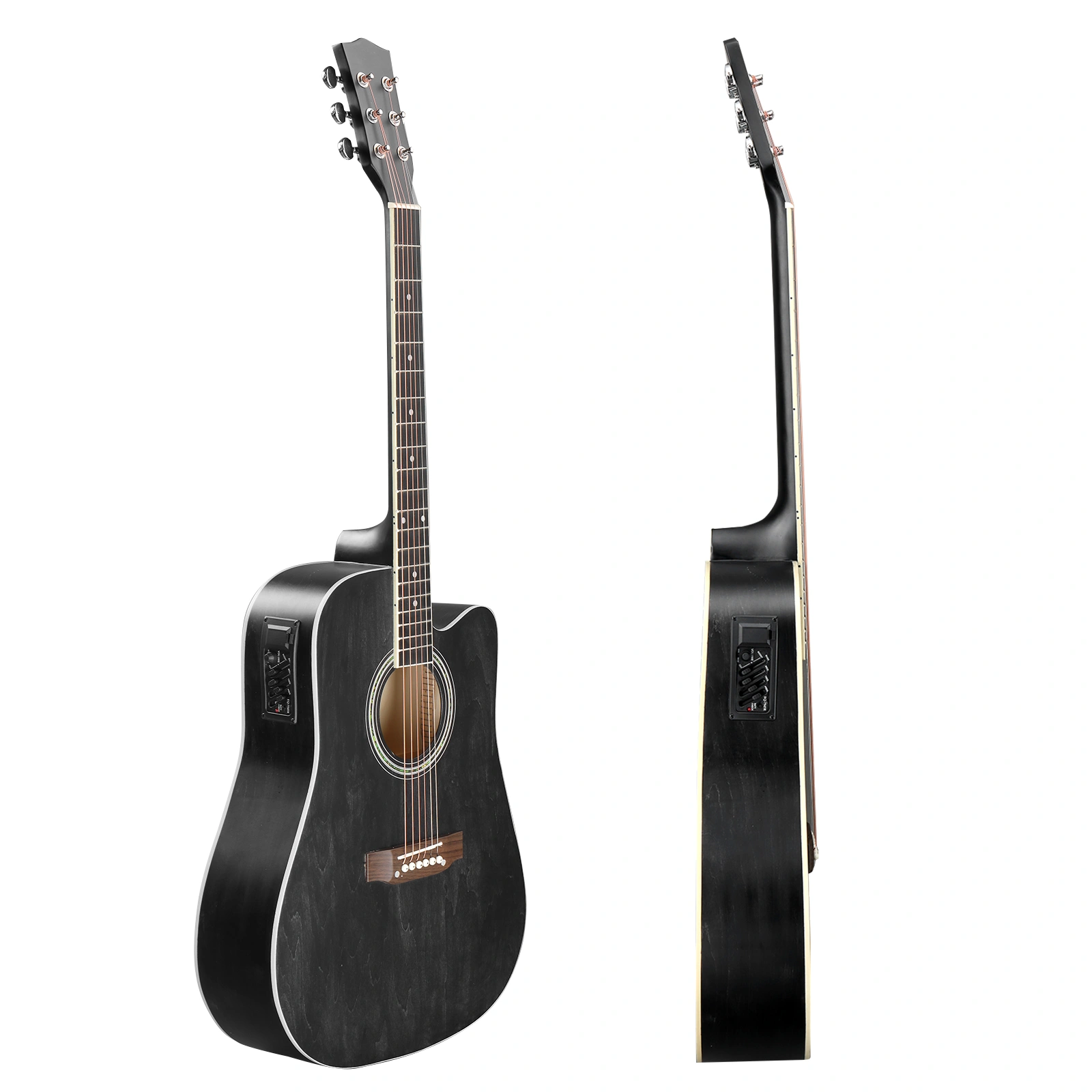 KMA101 41" Folk Guitar, Basswood Body Matte Edging, Black Finish, includes 10W Amp, Bag, Tuner & Accessories view 3