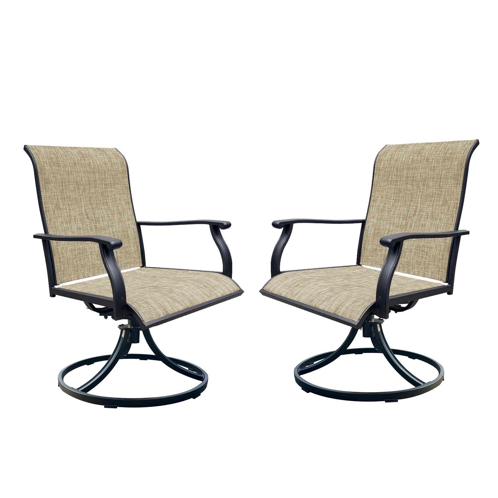 Set of 2 Swivel Dining Chairs Outdoor Patio Lawn Chairs Breathable Textilene Front Porch Backyard Deck