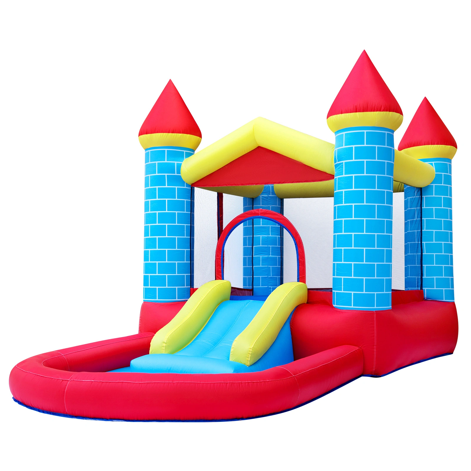 Giant Kids Inflatable Bouncy Castle with Slide, Outdoor Blow Up Castle, Waterproof PVC Material, Portable Playhouse for Parties and Backyard Fun