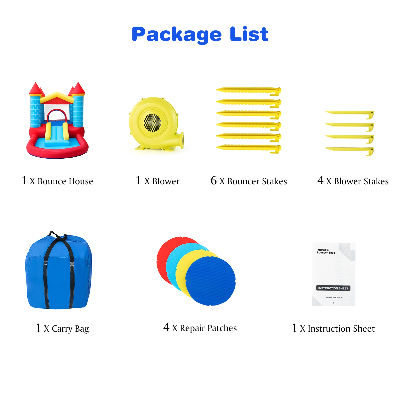 Giant Kids Inflatable Bouncy Castle with Slide, Outdoor Blow Up Castle, Waterproof PVC Material, Portable Playhouse for Parties and Backyard Fun view 3