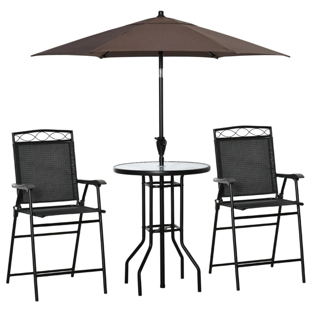 Farmhouse Tavern Table and Chair Set, Wooden Dining Height Kitchen Pub Table with 2 Stools, Rustic Brown