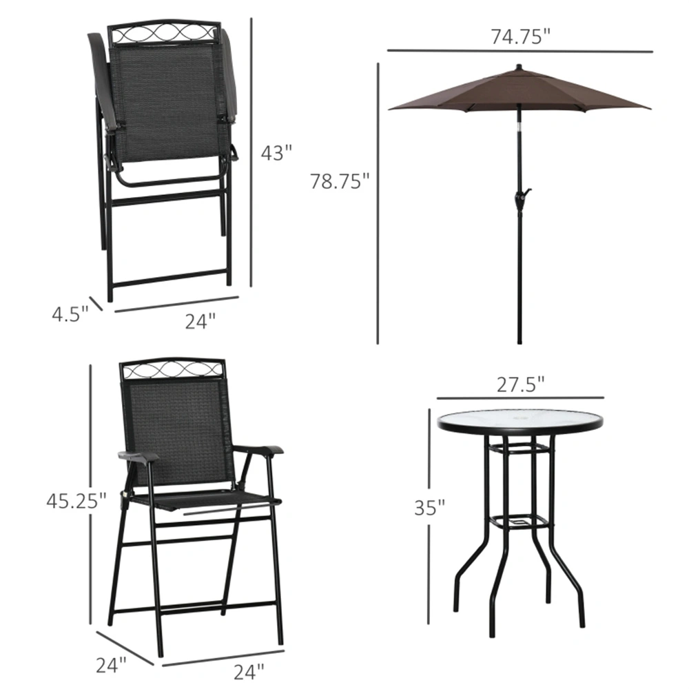 Farmhouse Tavern Table and Chair Set, Wooden Dining Height Kitchen Pub Table with 2 Stools, Rustic Brown view 3