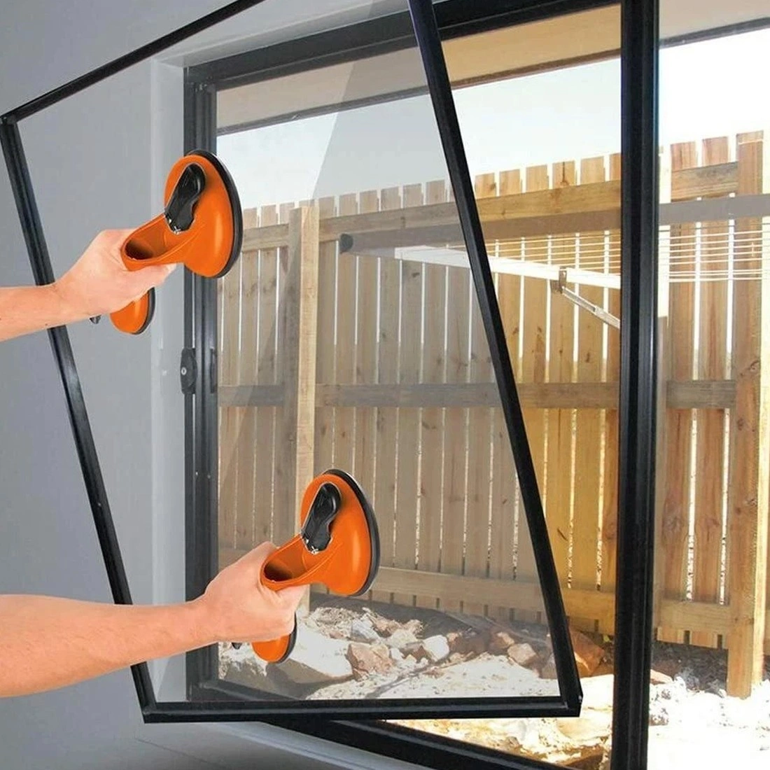 2x Aluminium Vacuum Suction Cup Lifter, 100kg Glass & Window Lift Handler view 2
