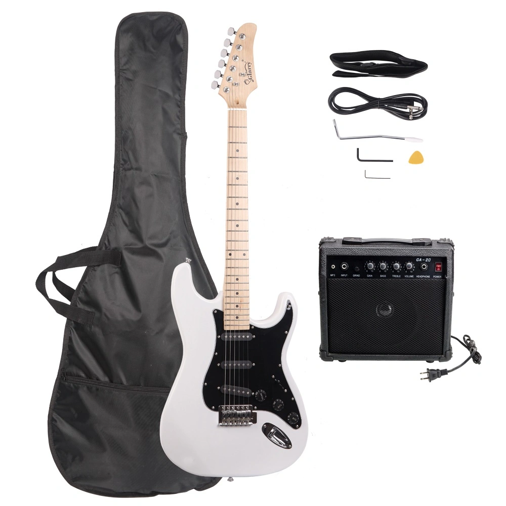 GST Stylish Electric Guitar Kit with Black Pickguard White view 16