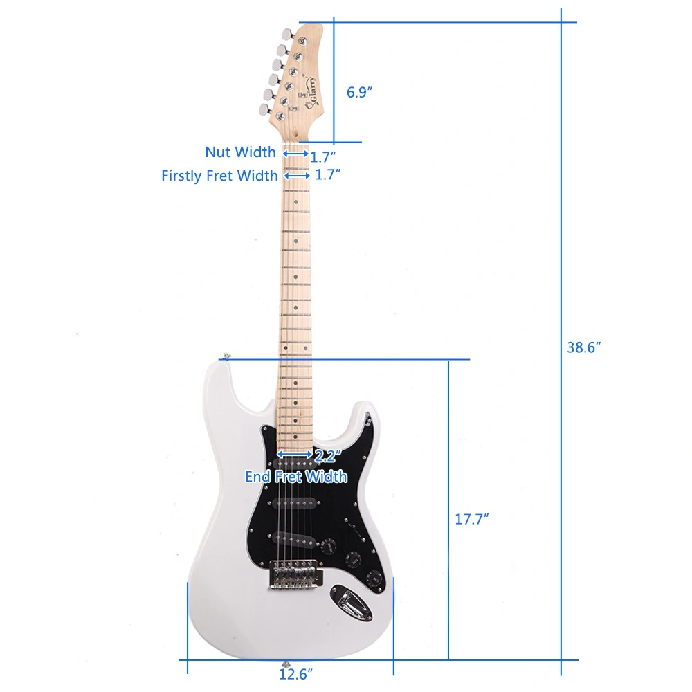 GST Stylish Electric Guitar Kit with Black Pickguard White view 24