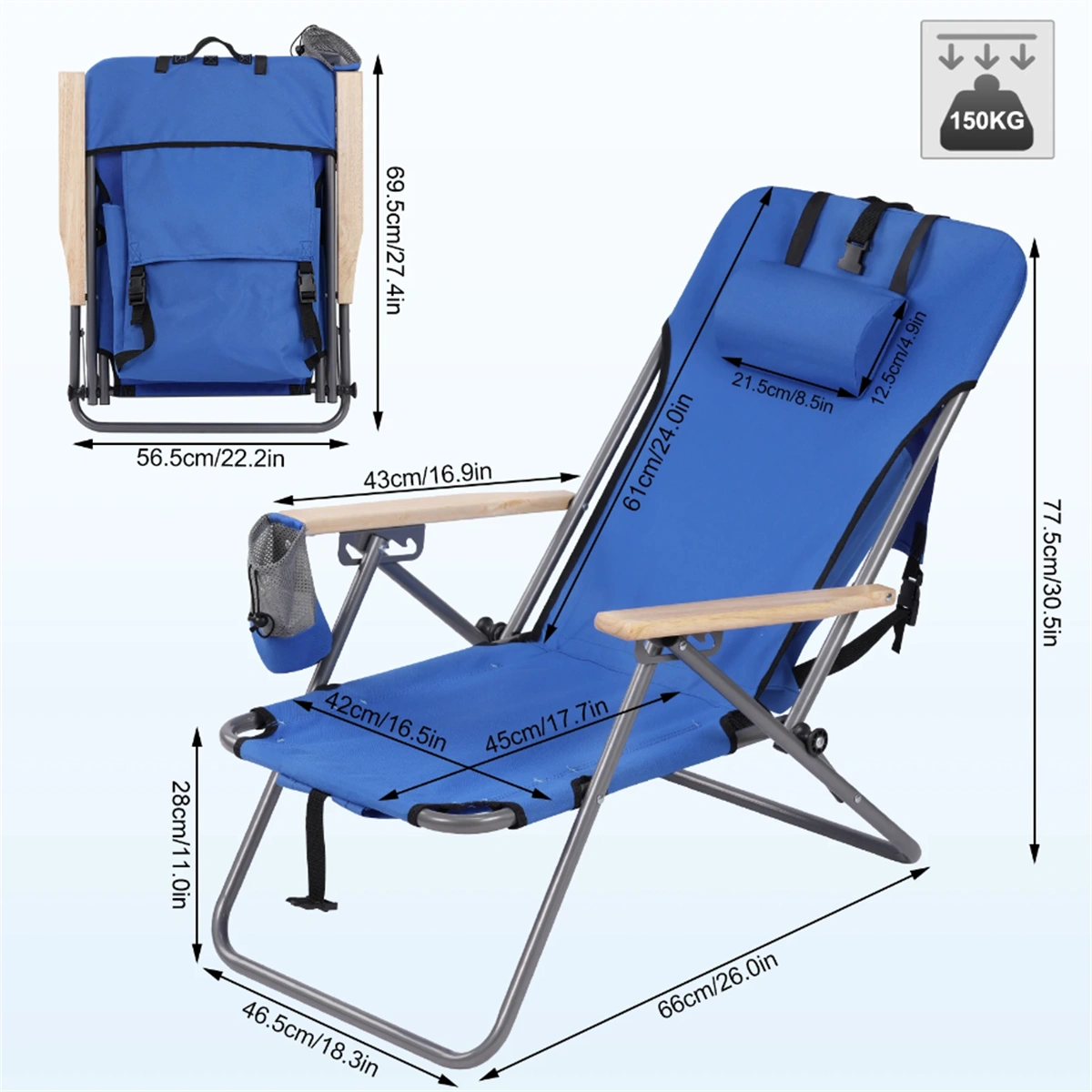 Armchair/Dining Chair/Office Chair | Portable Camping Fishing Chair with Backrest view 2