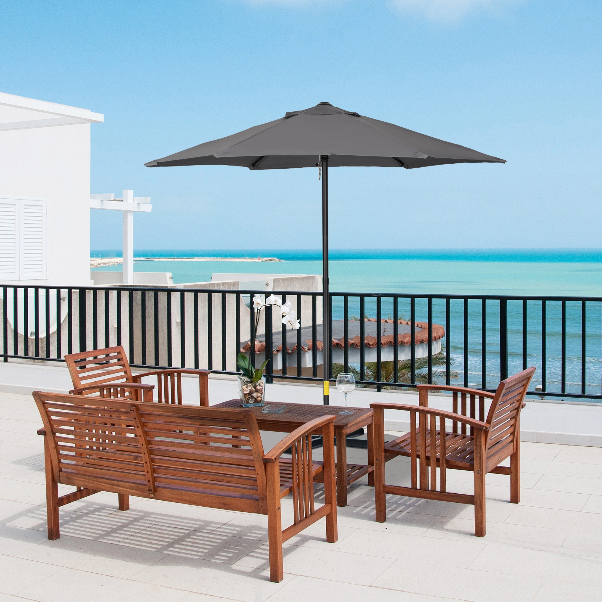 Large Patio Umbrella - Outdoor Garden Umbrella with Crank Tilt System, Durable Construction, Compatible with Standard Umbrella Bases
