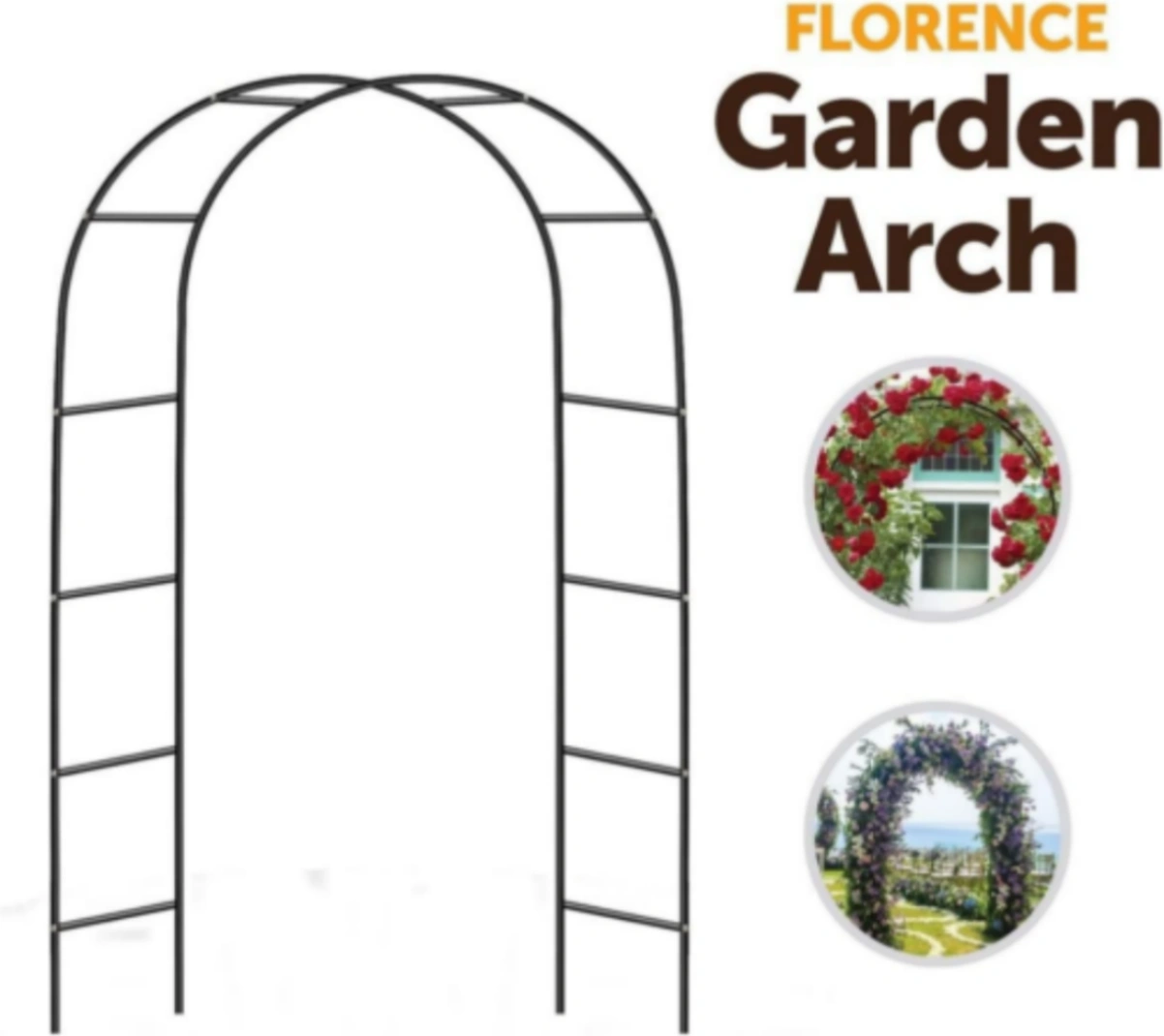 9FT Garden Arch Trellis, Metal Tubular Floral Climbing Plant Archway for Balloon Wedding Party Decoration view 2